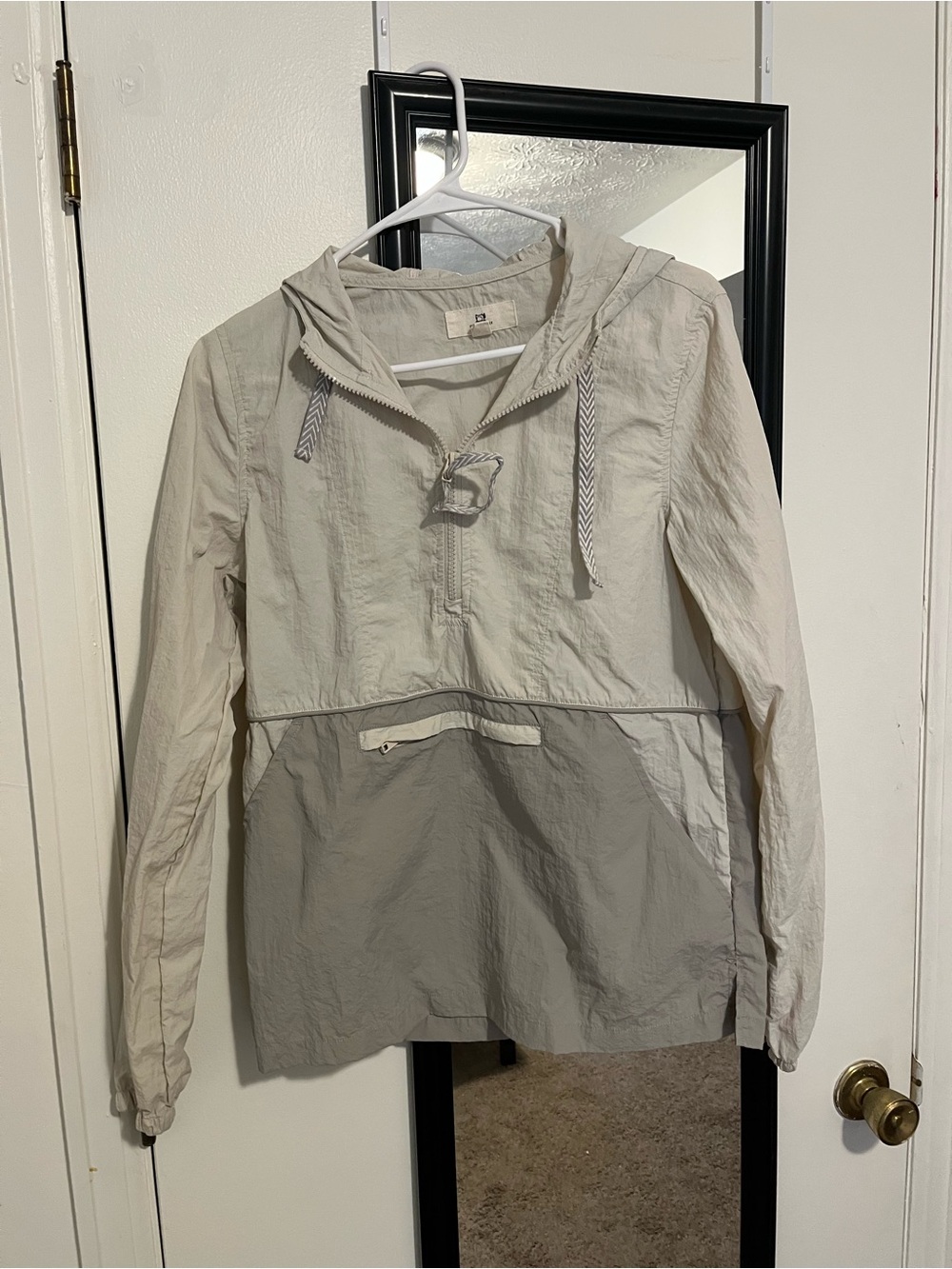 Thread & Supply Cream Hooded Jacket with Label Detail